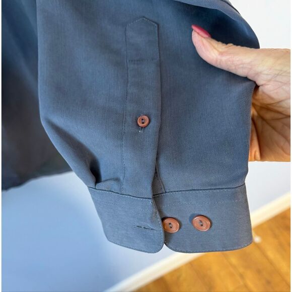Bugatchi Uomo Men’s Long Sleeve Microfibre Casual Shirt Size Medium Slate Blue - Picture 5 of 6